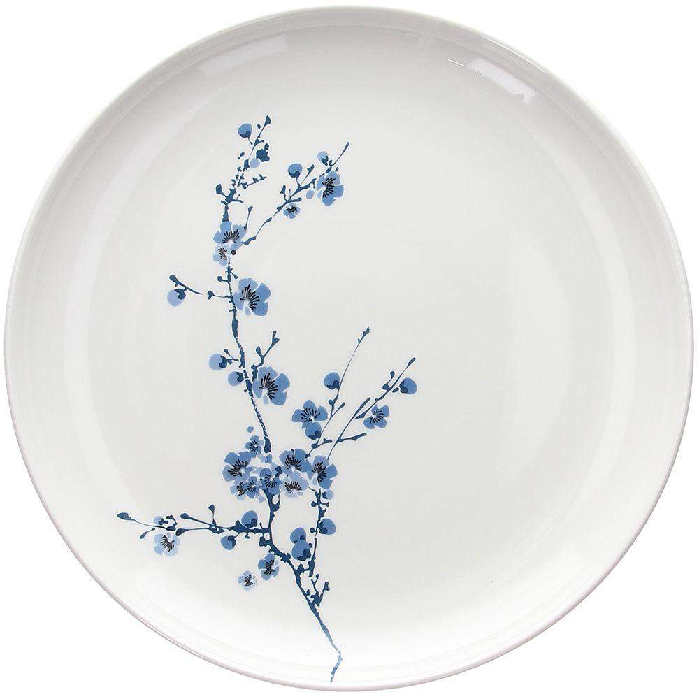 Talerz obiadowy porcelanowy 27 cm Orientale - biały z niebieskim motywem