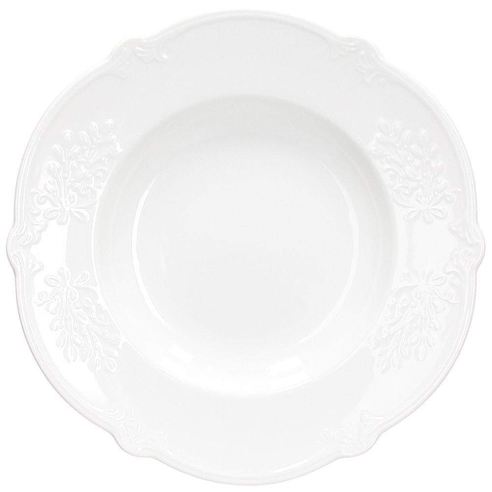 Talerz głęboki porcelanowy 23 cm Poema Flower - biała porcelana