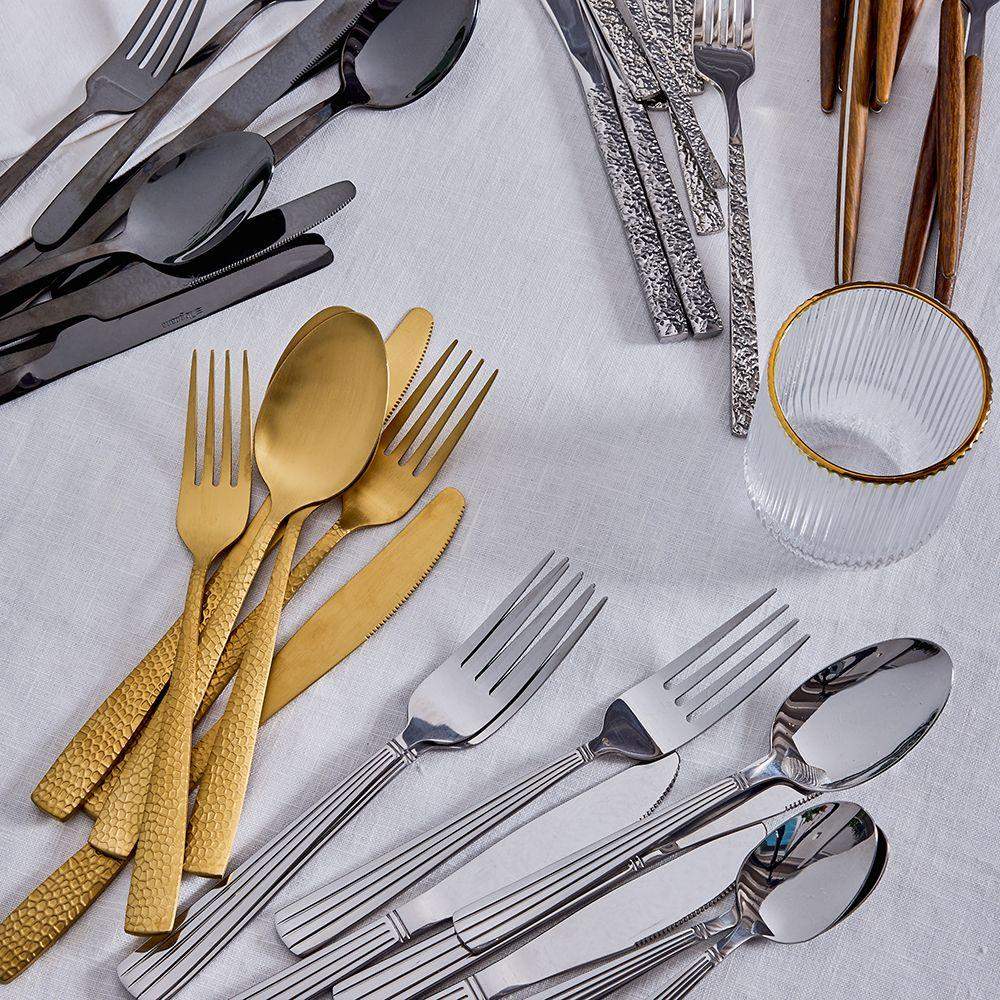 Zestaw sztućców 24 elementy Pauline - złoty, elegancki komplet ze stali nierdzewnej
