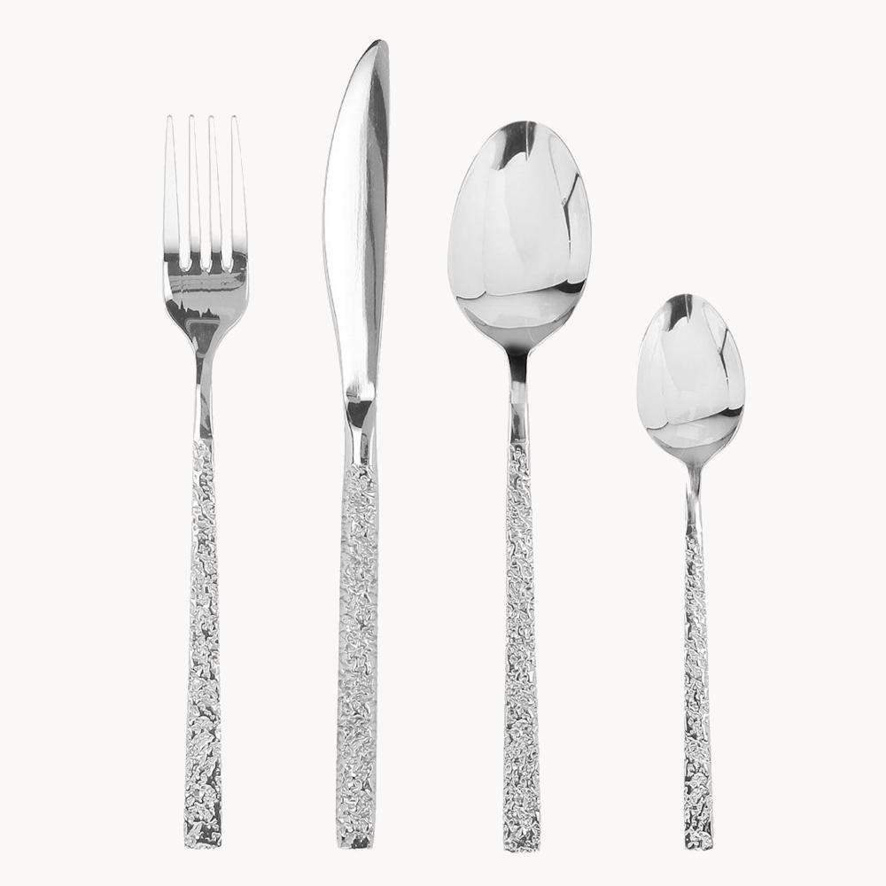 Zestaw sztućców 24 elementy Ares - srebrny komplet ze stali nierdzewnej, klasyczny design